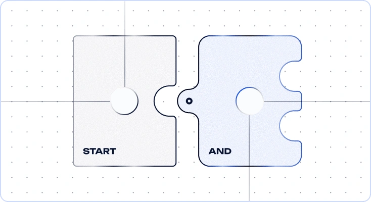 White puzzle piece with a tab on the left and a notch on the right on a transparent background.